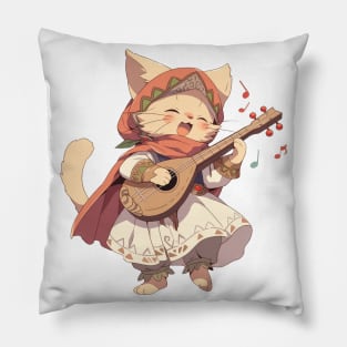 Cute Singing Bard Cat Hero Pillow