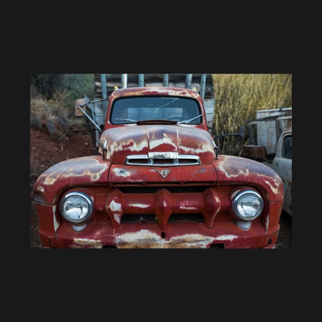 Jerome, AZ Junk Yard Ford V8 Red old Rusty Truck by WayneOxfordPh