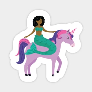 Mermaid riding a unicorn funny gift Magnet