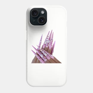 Purple bling acrylic nail art Phone Case