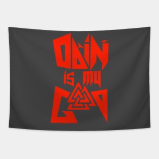 Odin is my God, Red Logo Tapestry