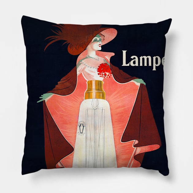 Lampe Westinghouse France Vintage Poster 1912 Pillow by vintagetreasure