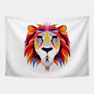 Lion Art in flaming Bright Colours on a Mustard Yellow Background Tapestry