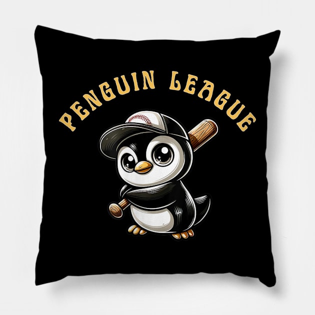 Little penguin baseball league Pillow by Dreamsbabe