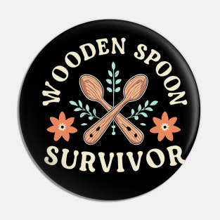 Wooden Spoon Survivor, minimal design Pin