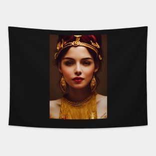 Beautiful Royal Queen Woman Adorned in 24K Gold Tapestry