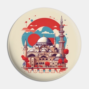Vintage Travel Turkey Design Pin