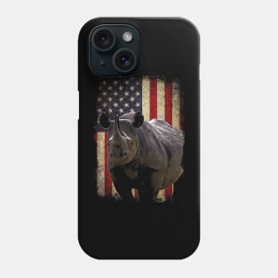 American Flag Rhino Love, Urban Safari Couture Tee Delight Phone Case