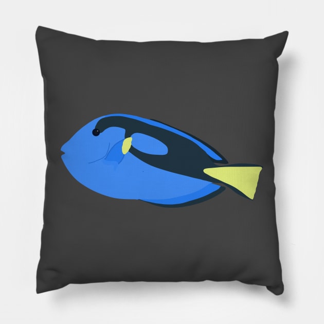 Blue Tang Fish Pillow by gray-cat