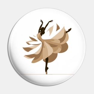 Ballerina in a golden tutu dancing in the wind. Vector illustration, tiptoe dancing, ballet dance pose Pin