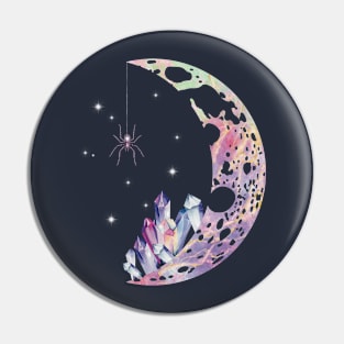 Crystal Spider Moon Pin