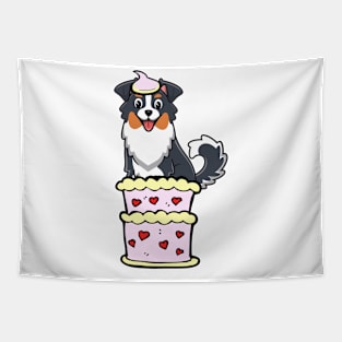 Collie dog Jumping out of a cake Tapestry