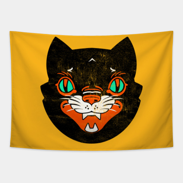 Black Cat Halloween Cat Design Tapestry Teepublic
