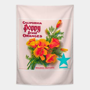 California Poppy Brand Oranges Label Tapestry