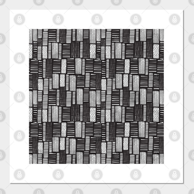 Abstract Doodle Blocks Black And White Abstract Doodle Blocks