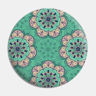 Floral Mandala Tile in Mint & Lavender Pin