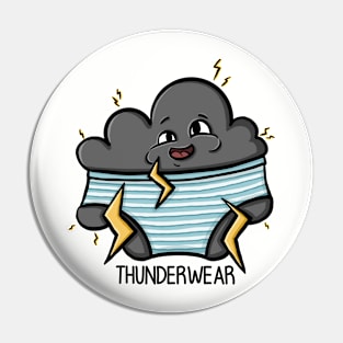 Thunderwear, Funny cartoon style thunder cloud in underwear, Digital Illustration Pin