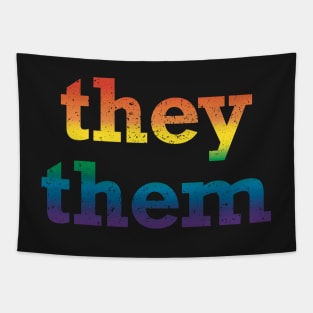 Rainbow They Them Pronouns Tapestry