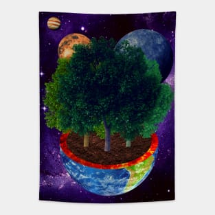 Tree In Space Tapestry