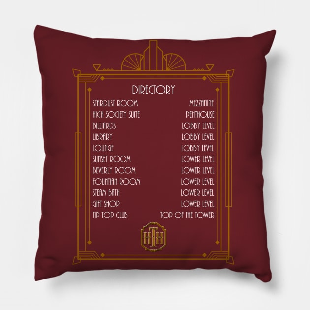 Hollywood Tower Directory Sign Pillow by Sunshone1