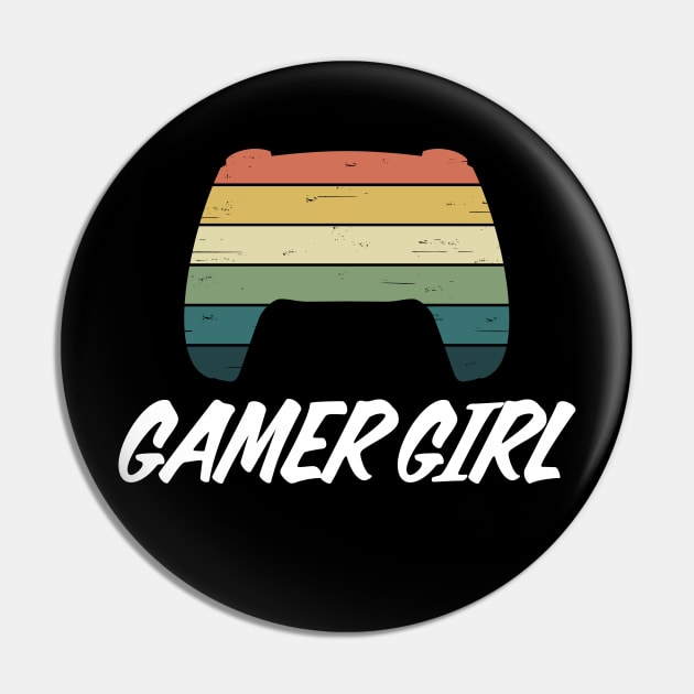 Gamer Girl Retro Rainbow Video Game Console Controller Pin by cottoncanvas