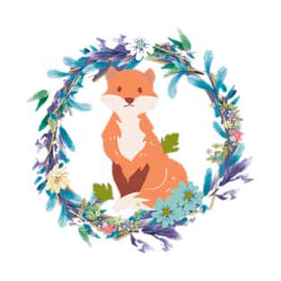 Floral fox flower wreath - Garland T-Shirt