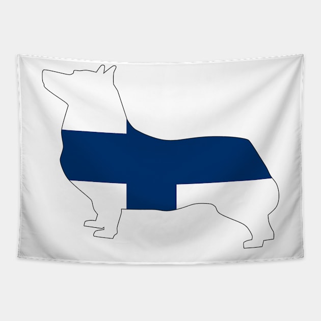 Swedish Vallhund Finland Flag Filled Tapestry by DPattonPD