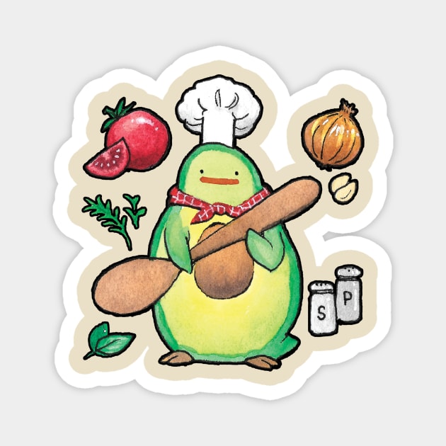 Avocado Chef Birdblob Magnet by Sabtastic