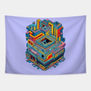 Isometric Graffiti Building Tapestry