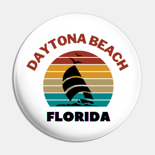 Daytona Beach Florida Retro Vintage Sunset Pin