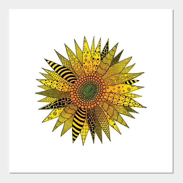 Zentangle Sunflower Sunflower Posters And Art Prints Teepublic