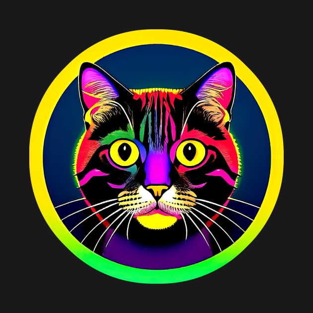 Funny Cat With Yellow Eyes. Psichedelic Colors by funfun