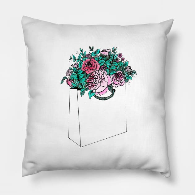 Flower Shopping Bag Pillow by CasValli