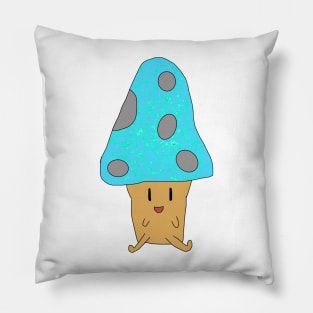 Light Blue Happy Mushroom Pillow