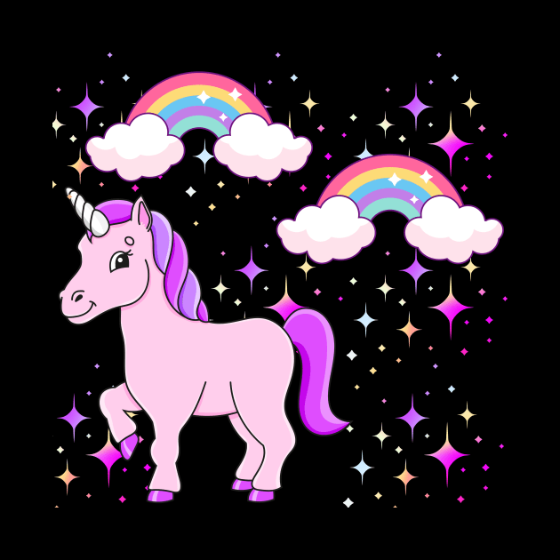 Cute Unicorn Rainbow Cloud by jerranne