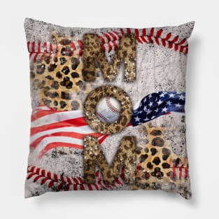 Mom baseball fur leopard Pillow