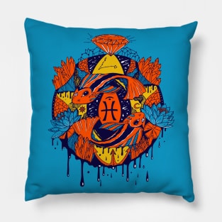 Orange Blue Mystic Pisces Motion Pillow