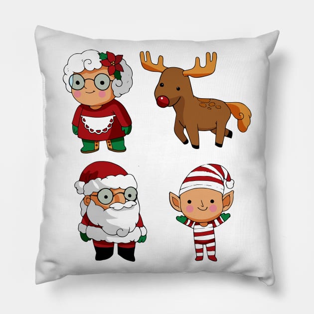 Cartoon Christmas Pillow by Mako Design 