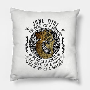 June girl soul of mermaid funny june birthday gift Pillow