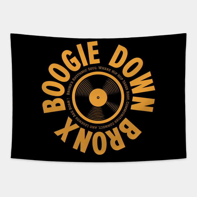Boogie Down Bronx Hip Hop Logo - Vintage Vinyl Record Design - Bronx Rap  Vinyl - Tapestry