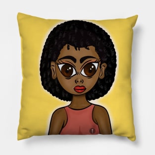 Cute art black anime style digital art Pillow