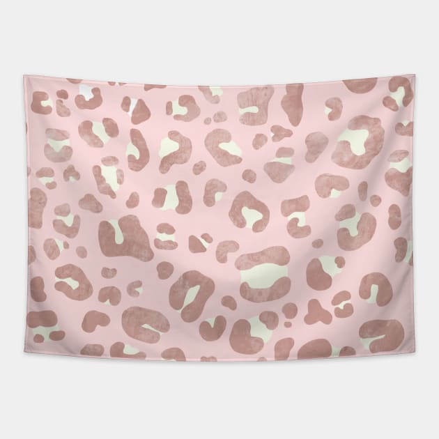 Leopard Print Rose Gold Tapestry by Trippycollage