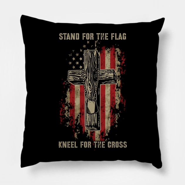 Stand for the flag. Kneel for the cross Pillow by jqkart