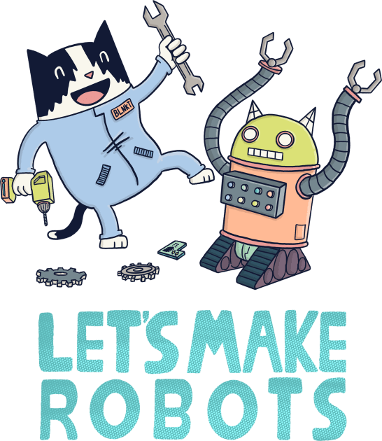 Let's Build Robots Kids T-Shirt by DrewBrockington