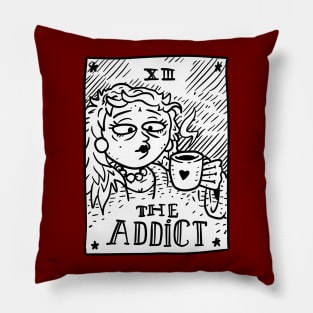 coffee tarot card. the addict. Pillow