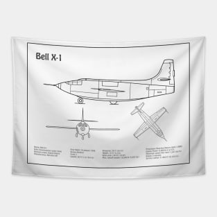 Bell X-1 - Airplane Blueprint - BD Tapestry