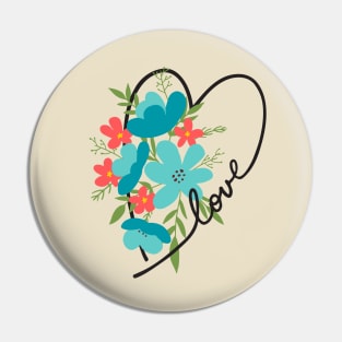 Floral Heart Love Letters for Flower Lovers Pin