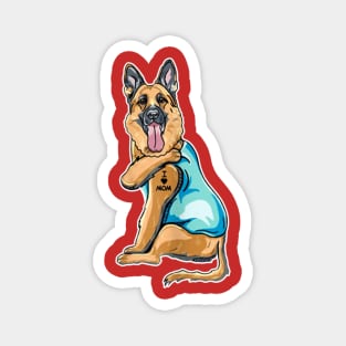 Funny Dog German Shepherd I Love Mom Tattoo Gift T-Shirt Magnet