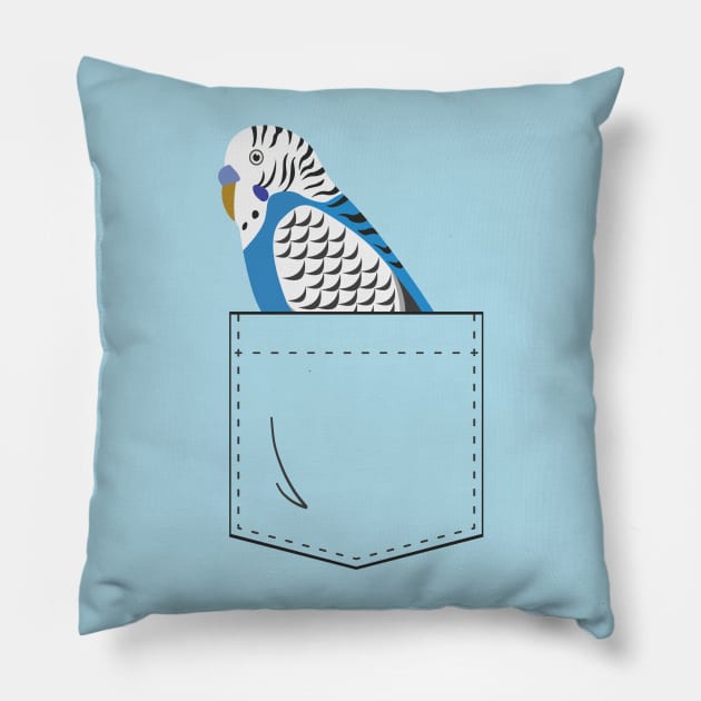 Blue Budgie Parakeet Parrot In Your Front Pocket Pillow by Einstein Parrot