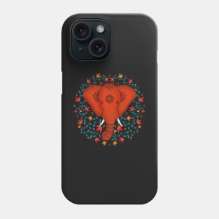 Elephant head with flowers and leaves Phone Case